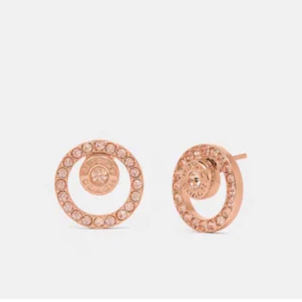 Open Circle Halo Stud Earrings, Rose Gold